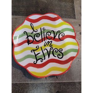 I believe in Elves xmas Striped plate